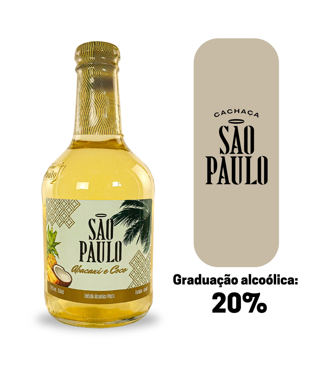 Cachaça São Paulo Abacaxi e Coco 355ml